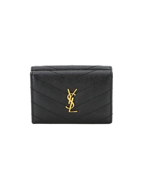 Yves Saint Laurent Handbags - Saint Laurent Cassandra Origami Tiny Wallet Trifold Leather Black